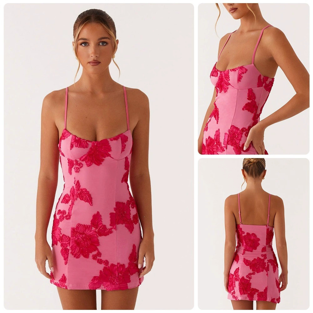 ZARA Rose Pink 3D Floral Jacquard Bodycon Mini Dress